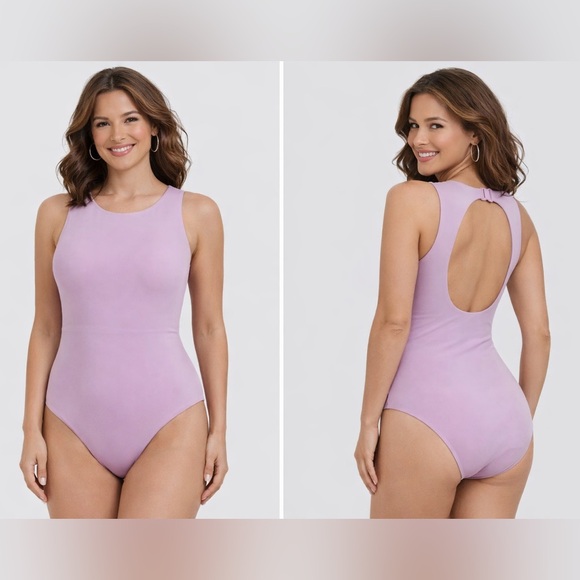 NWT Andie Swim Corsica Womens One Piece Swimsuit SZ M Purple Lavender Open Back - Picture 2 of 5